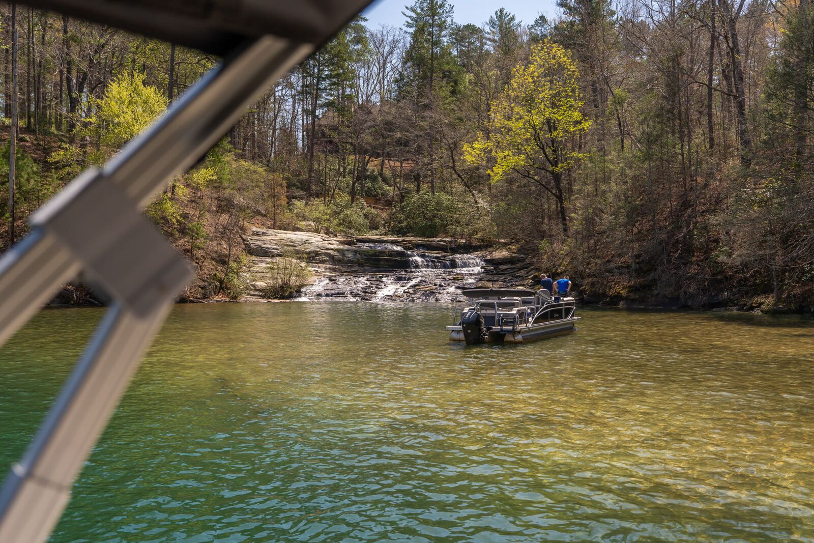 A waterfall reached by boat